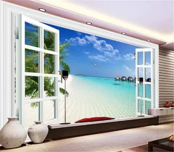 

3D Wallpaper Beautiful Sea View From The Mediterranean 3D Window Living Room Bedroom Background Wall Decoration Mural Wallpape