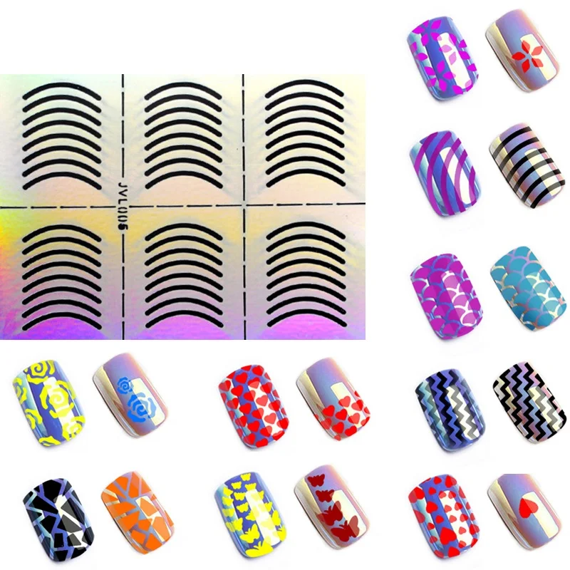 

Non-sticky Laser Paper Hollow Nail Art Template Sticker Heart Flower Flower Shape Design Template Easy for DIY Nail Art LBD01