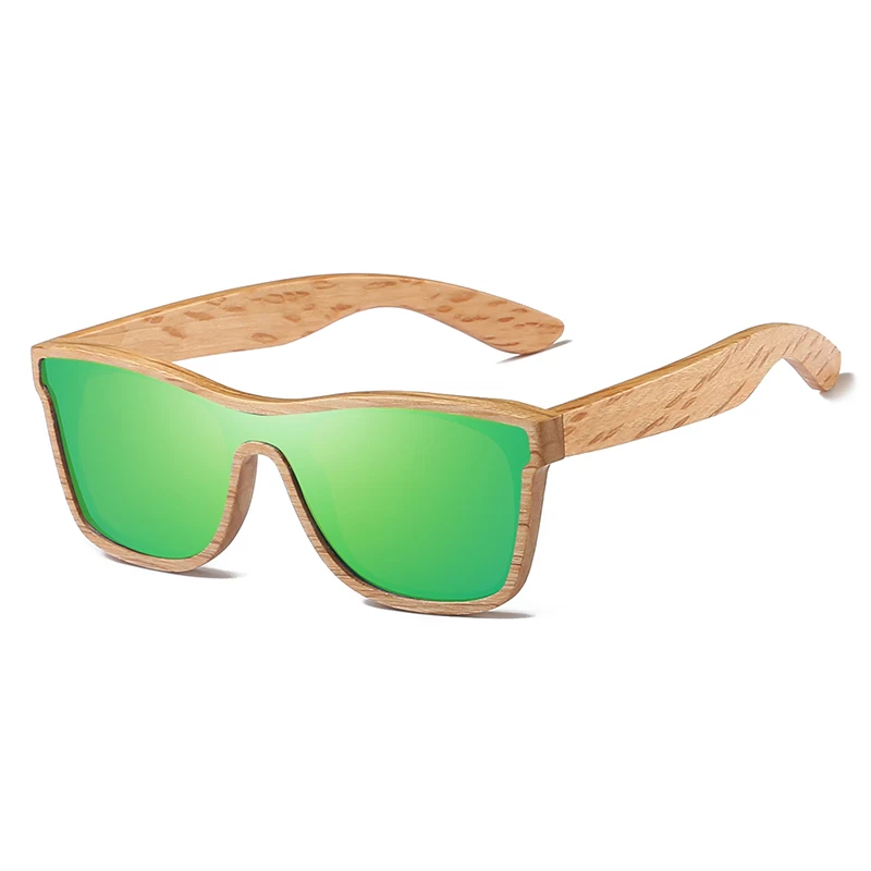 Kithdia, солнцезащитные очки из натурального дерева, поляризованные зеленые зеркальные линзы с бамбуковой коробкой и поддержкой, Прямая поставка/предоставляем фотографии# KD205