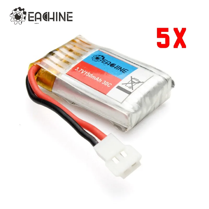 

Original Eachine H8 H8S 3D Mini RC Quadcopter Spare Parts 5pcs 3.7V 150mAh Lipo Battery for RC Drones Accessories Accs