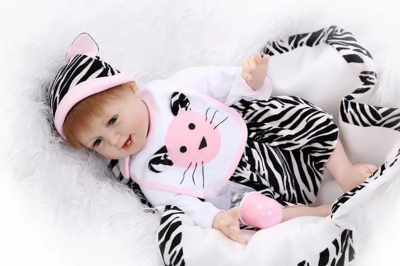 

22 Inch Silicone Smiling Reborn Babies Doll Handmade Newborn Girl Doll Looking Real Baby Reborns Kids Birthday Xmas Gift