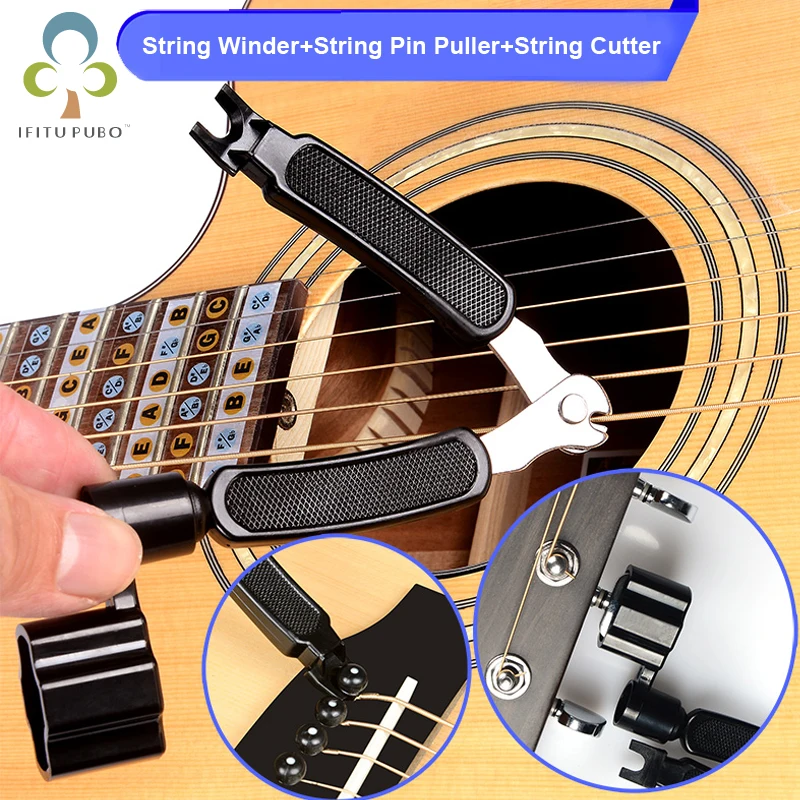 

3 in 1 Guitar Peg String Winder + String Pin Puller + String Cutter Guitar Tool Set Multifunction Guitar Accessories GYH