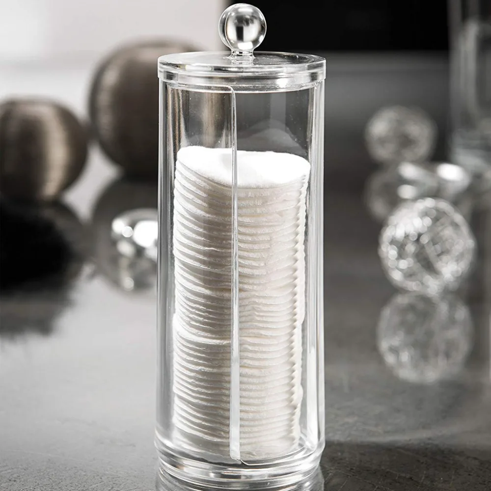 

Portable Round Container Storage Case Plastic Desktop Hot Make up Organizer Container Cotton Pad Box Cosmetic **D
