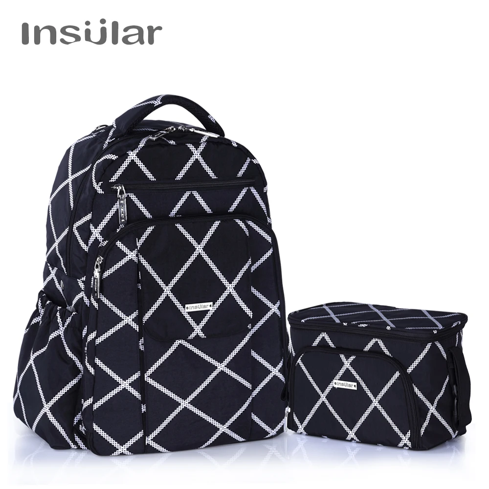 

Insular New Combination Mummy Diaper Bag Multi Colors Large Space Waterproof Nylon Professional Baby Backpack with Small Handbag