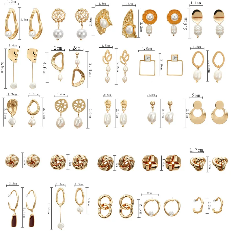 Metal Simulated Pearl Shell Long Dangle Earrings For Women Irregular Drop Earring Gold Silver Color Pendientes Fashion Jewelry