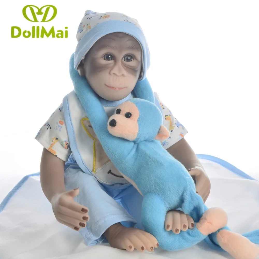 

Macaco Doll Reborn 19"46cm silicone reborn baby dolls toys for children gift lifelike Monkey Apes alive baby dolls toys