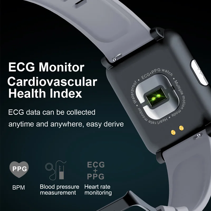 PPG ECG квадратный смарт браслет новинка 2019 умный с индексом здоровья пульсометр