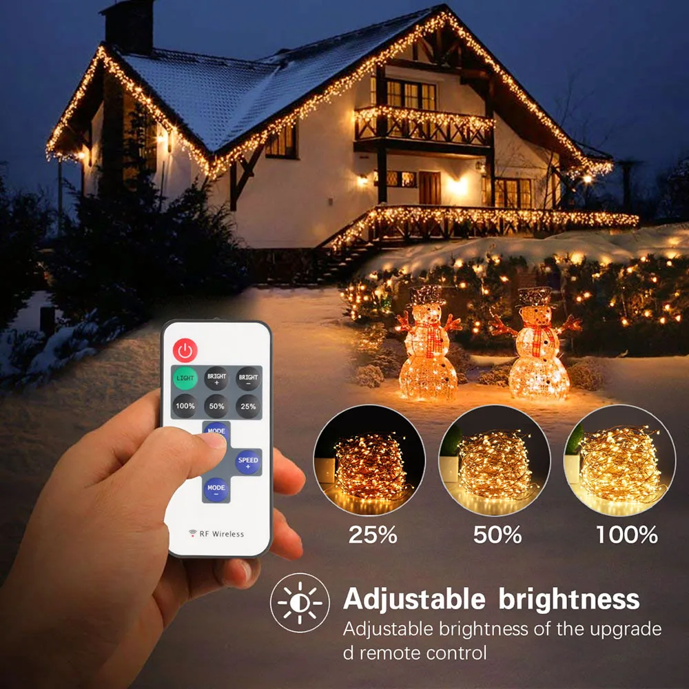 

Led String Lights 50M Copper Wire String Lights 12V DC Power Adapter+Remote Control Super Bright Christmas Holiday Wedding Decor