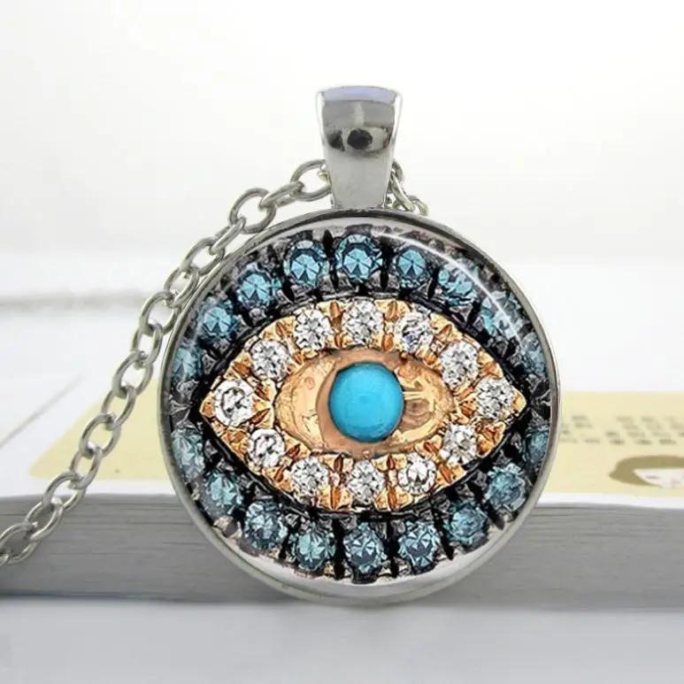 3 pcs1pc Hot Jeweled Evil Eye Necklace Good Luck Talisman Art Pendant