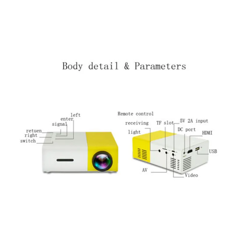 YG300 Huishoudelijke полный высокой четкости мини ЖК-проектор ONS Plug US Plug 1080P Мини Draagbare проект домашний медиа Speler