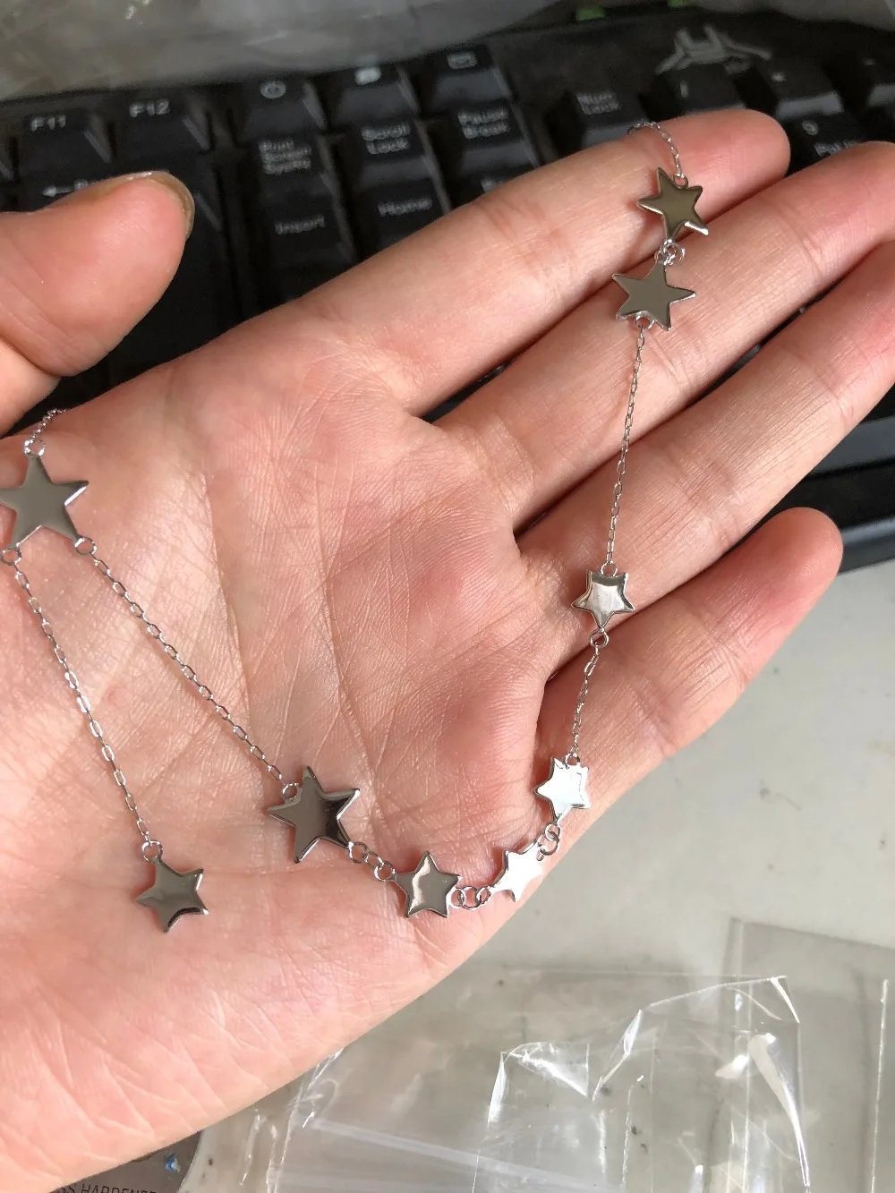 Женские Настоящее 925 пробы серебряные ювелирные изделия полированные звезды кулон чокер короткое ожерелье GTLX1626