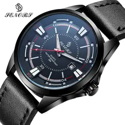 2017 NEW Fashion Casual SENORS Brand Waterproof Quartz Watch Men Military Leather Sports Watches Man Clock Relogio Masculino