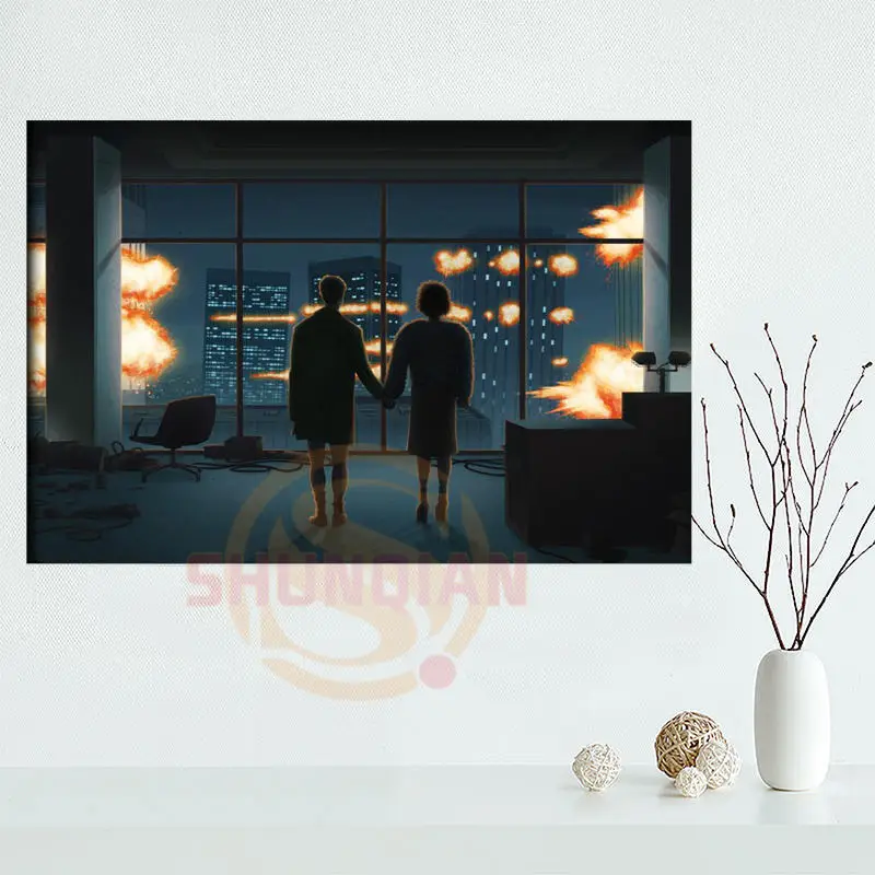 

Fight Club Blasts Poster Custom Satin poster print cloth fabric wall poster print Silk Fabric Print