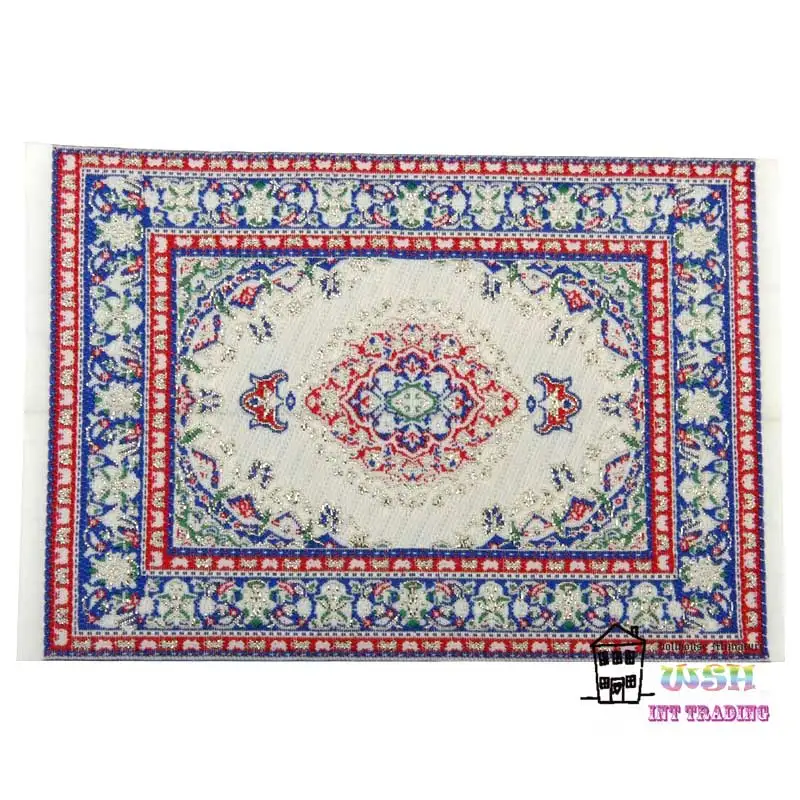 

1:12 Dollhouse miniature 6.3" Turkey Carpet Red Blue flower pattern Dolls Accessory Dolls Ornament Free shipping