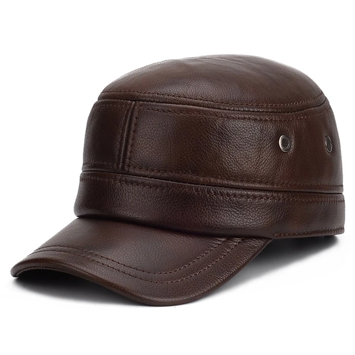 gorro cálido de cuero Gorra de béisbol de cuero genuino para hombre gorro cálido de cuero Gorra de béisbol de cuero genuino para hombre