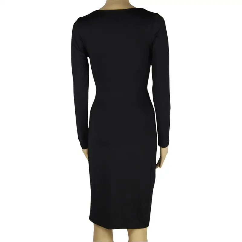 ADEWEL 2017 Autumn Long Sleeve Hollow Out Sexy Club Bandage Bodycon Dress Velvet Inside Elastic Elegant Pencil Party Dresses (14)