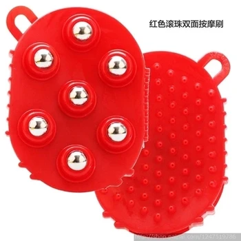 

red roll ball Double sided Massage brush Meridian brush Rotate 360 degrees free shipping