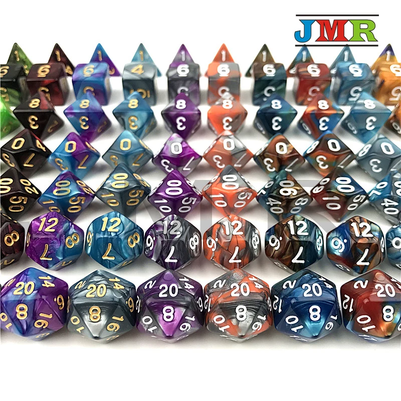Фиолетовый x серый цвет с Withe переносные игральные кубики игра для подземелья и драконов смешанный цвет эффект Rpg настольная игра