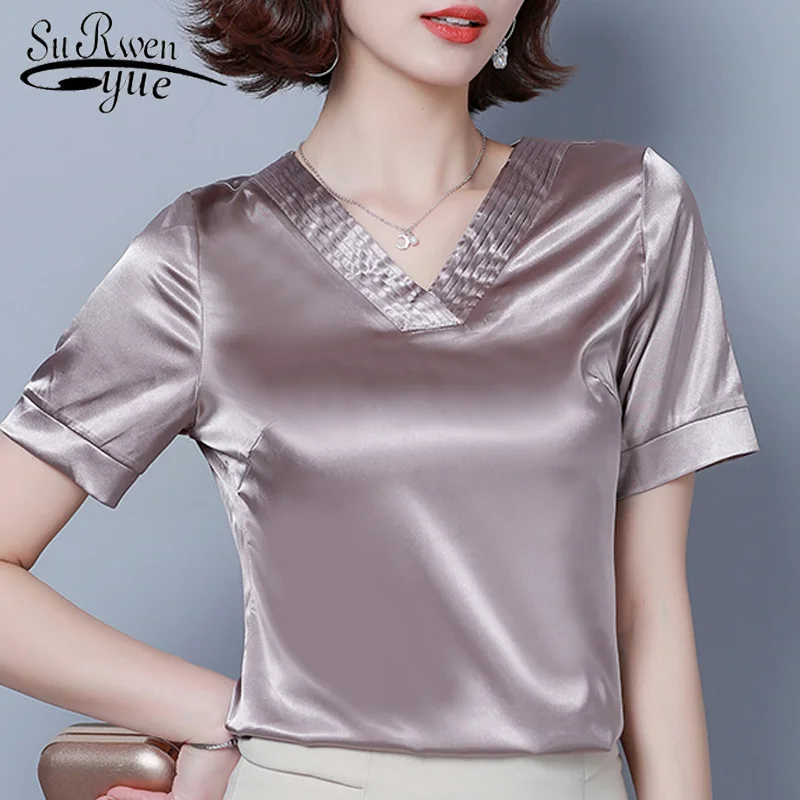 

womens tops and blouses short sleeve women shirts v neck office ladies tops chiffon blouse plus size blouse women tops 4749 50