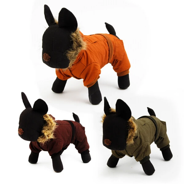 

Pet Dog Clothes Winter Warm Clothing For Pet of Fur Collar Jacket Durable Dog Winter Coat Puppy Cat Apparel Cotton 5 Sizes