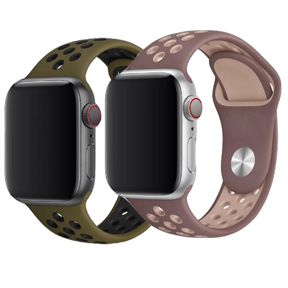 40 мм 44 серия 4 двойной цветной Силикон Спортивный ремешок для Apple Watch 38 42 браслет