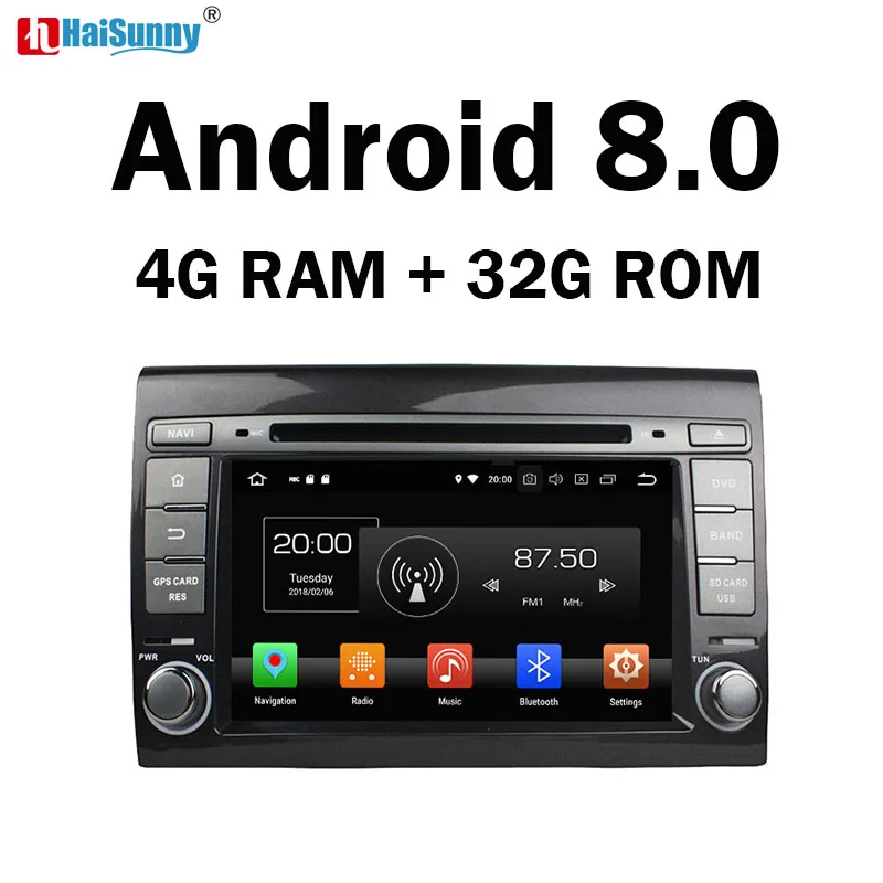 

HaiSunny 4GB RAM Octa Core Android 8.0 Car DVD GPS Navigation Multimedia Player Stereo For FIAT BRAVO 2007-2012 Radio