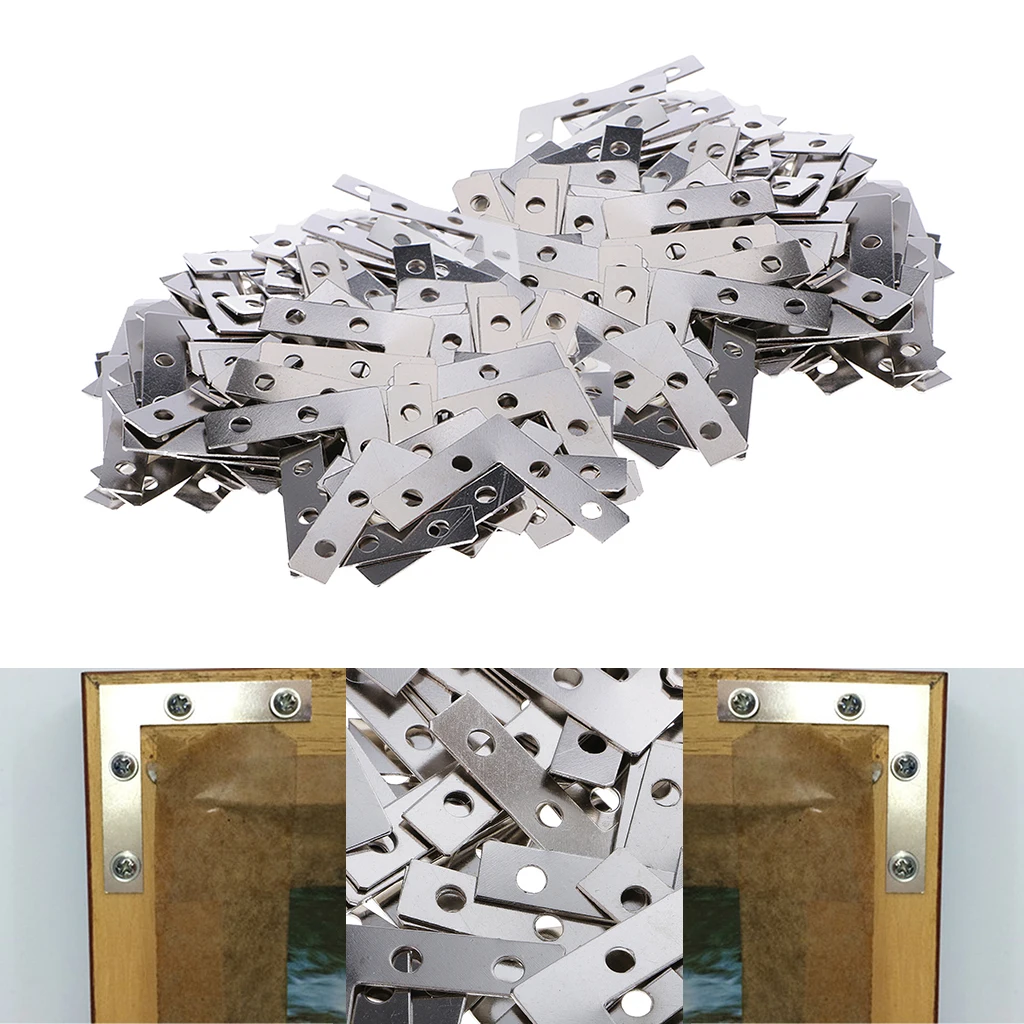200pcs Angle Plate Corner Brace Flat L Shape Repair Bracket 38mmx38mm Silver
