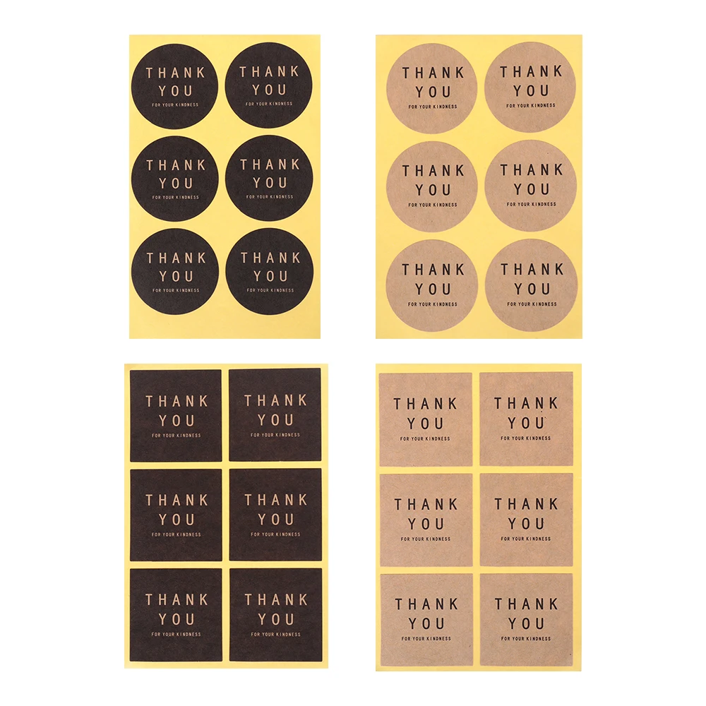 

10Sheets 60Pcs Square Circle Shape Thank you Handmade Cake Packaging Sealing Label Kraft Sticker Baking DIY Gift Stickers