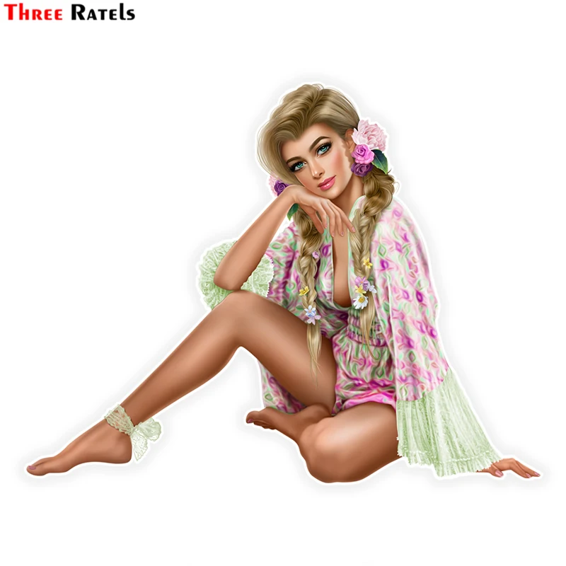 

Three Ratels LCS411# 15x11.6cm Sexy beauty colorful car stickers funny car stickers styling removable decal