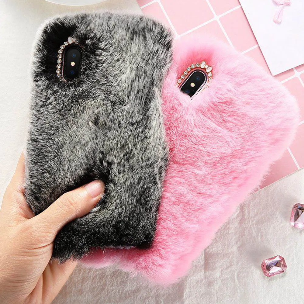 KISSCASE Grily сексуальный чехол с кроличьим мехом для iPhone X 8 7 6 6S Plus девичьи зимние