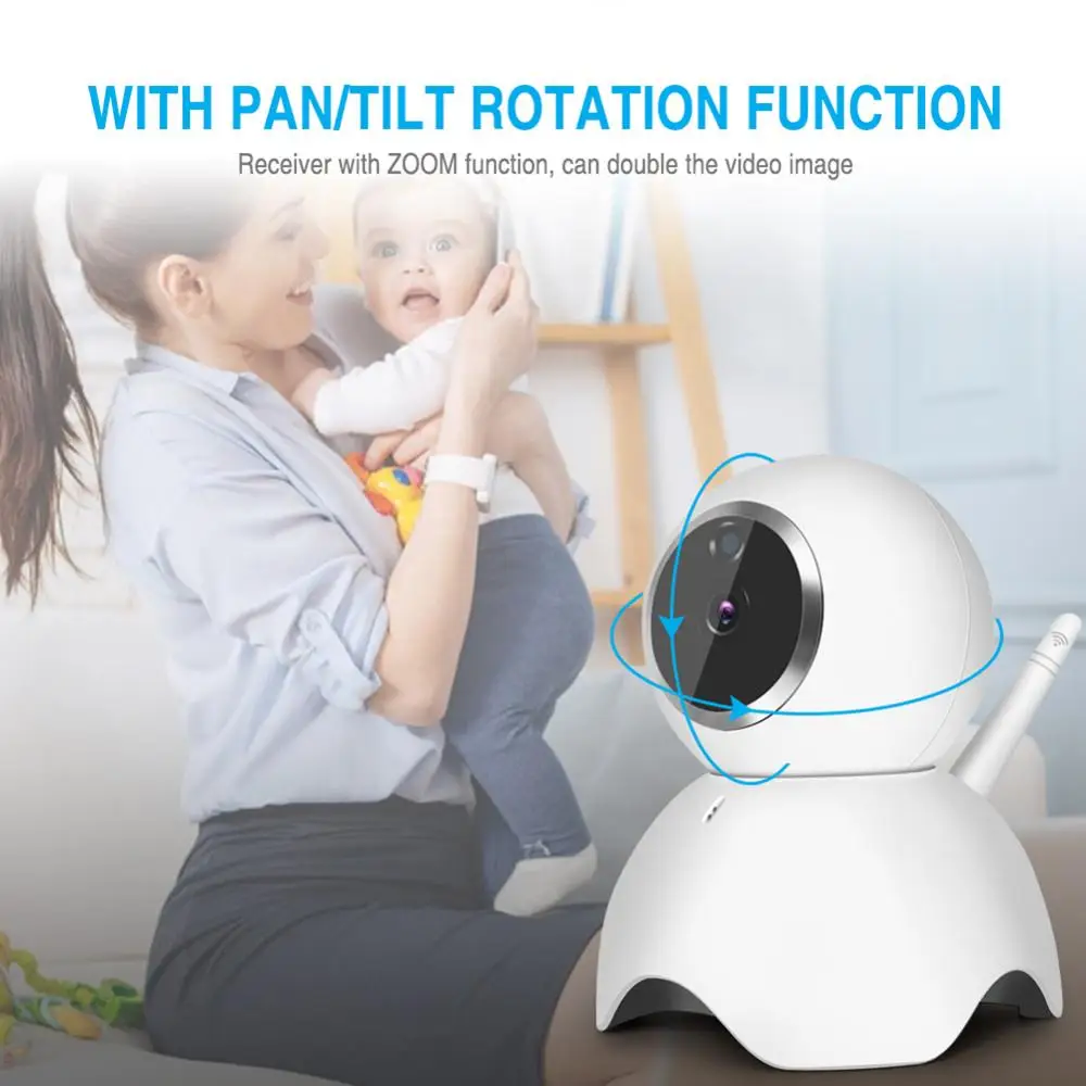 2.4G Wireless 720P Baby Monitor PTZ HD 5 inch Schermo LCD A Due Vie Audio Suono di Allarme di Tempe