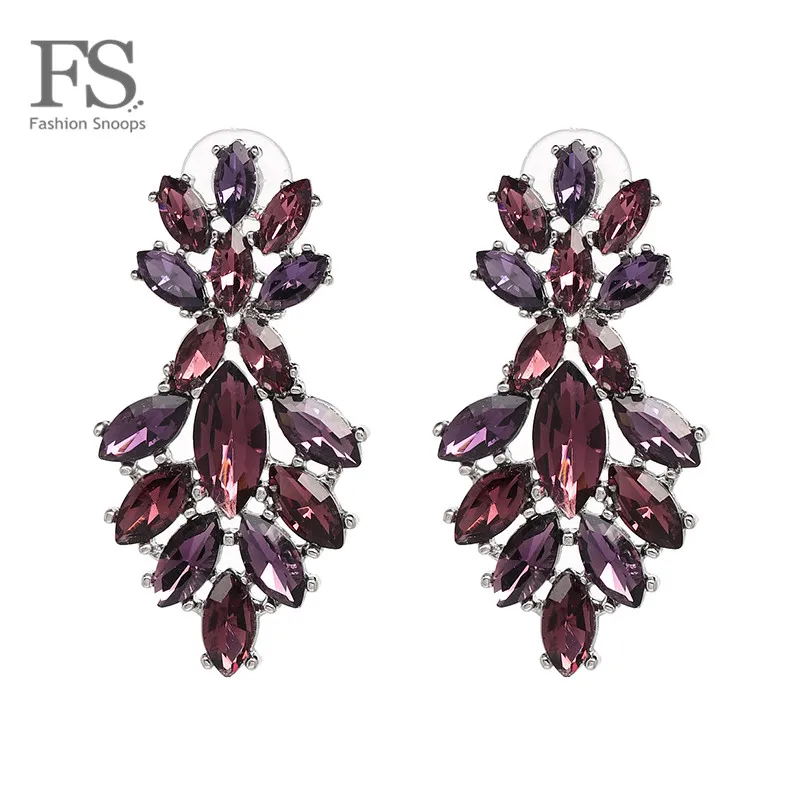 

FASHIONSNOOPS Bohemian Crystal Vintage Fashion Earrings Charm Large Statement Drop Dangle Earrings For Women Wedding Jewelry