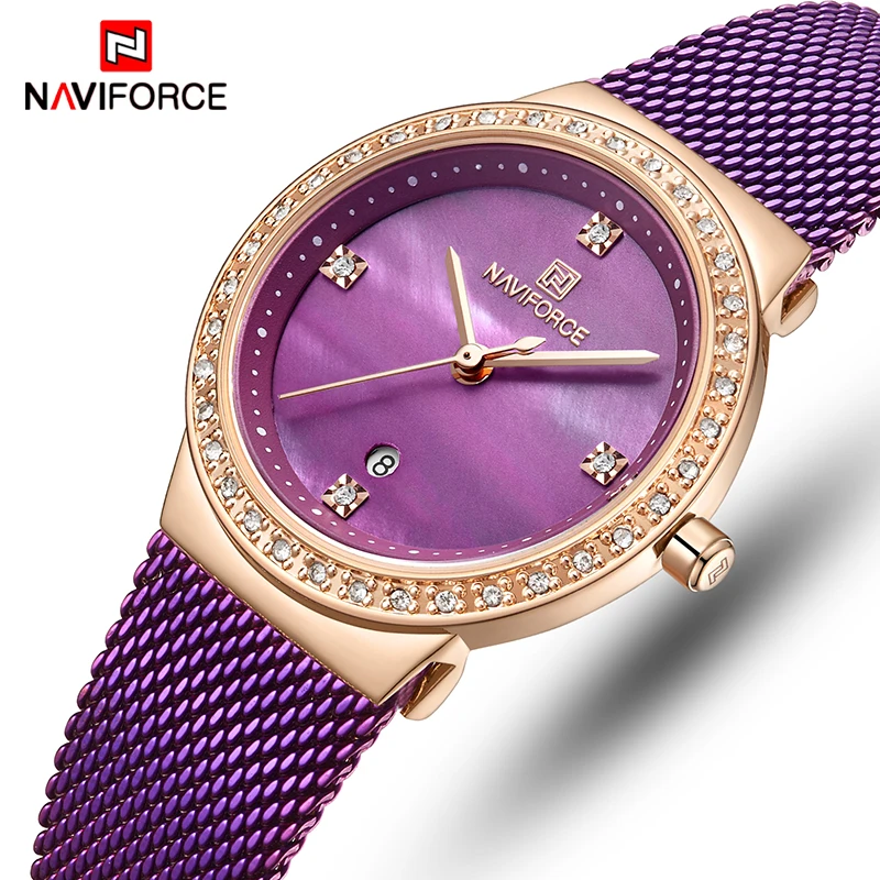 Relogio Feminino Для женщин часы naviforce Топ Роскошные брендовые Модные женские кварцевые
