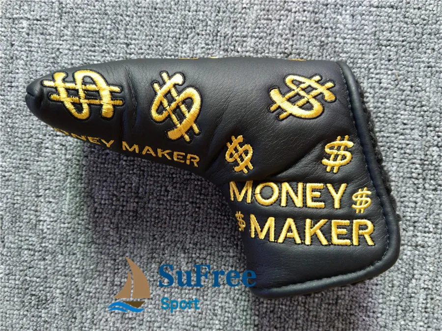 Latest Dollar Symbol Embroidered Golf Putter Head Cover Money Market Golf Blade Club Headcovers L-shaped 3colors02