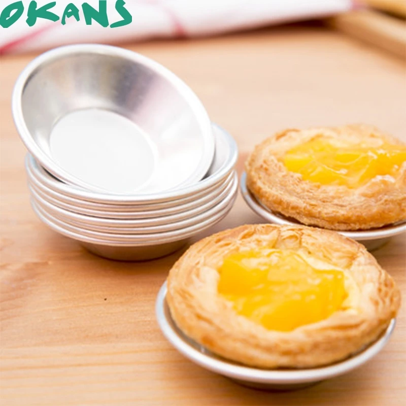 100pcs/set Egg Tart Molds Aluminium Alloy Custard Tart Dessert Cupcake