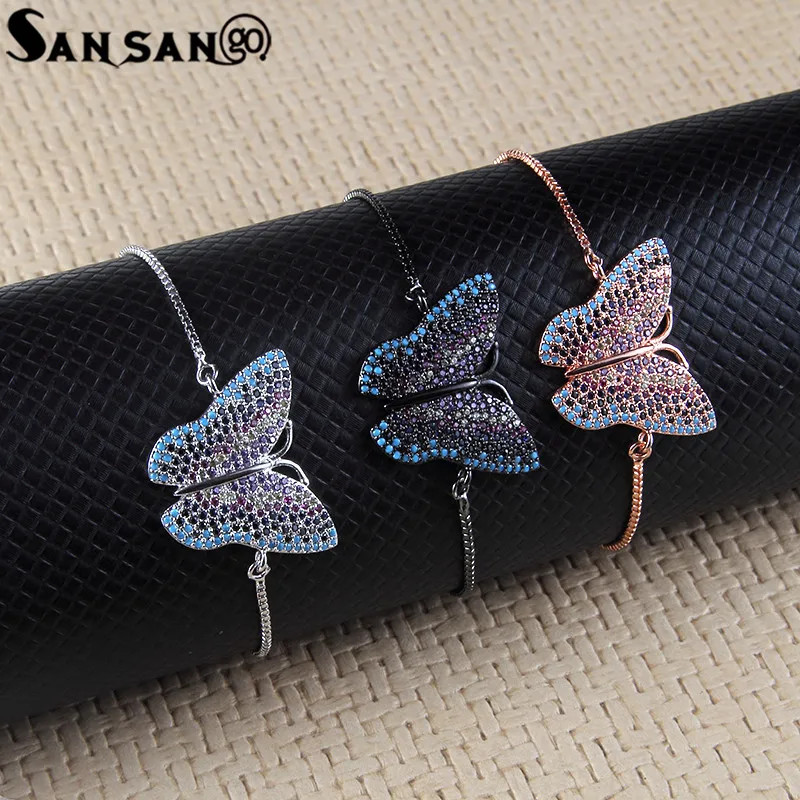 

Trendy Alloy Adjustable Snake Chain Bracelet Rhinestone Butterfly Charms Bracelet & Bangle Jewelry For Female