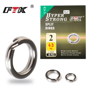

FTK Stainless Steel Hyper Strong Double Split Rings Connectors 5pcs/10pcs Size1#-6# Ring Fishing Hook Lure Loops Fishing