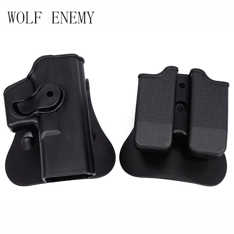 

Hunting Holster Glock 17 19 Right Hand Belt Loop Paddle Platform Tactical Gun Pistol Holsters with Magazine Clip Pouch Black