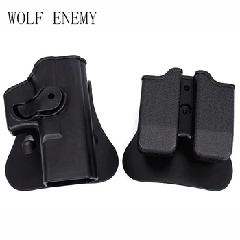 

Hunting Holster Glock 17 19 Right Hand Belt Loop Paddle Platform Tactical Gun Pistol Holsters with Magazine Clip Pouch Black