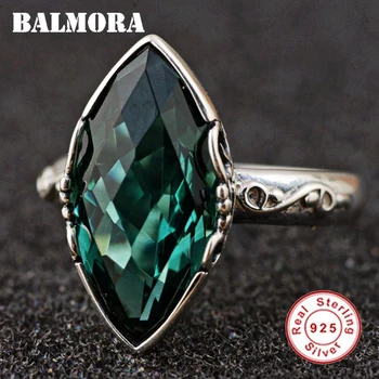 

BALMORA 925 Sterling Silver Rhombic Crystal Rings for Women Party Gift Classic Fashion Silver Ring Jewelry Anillos TRS22092