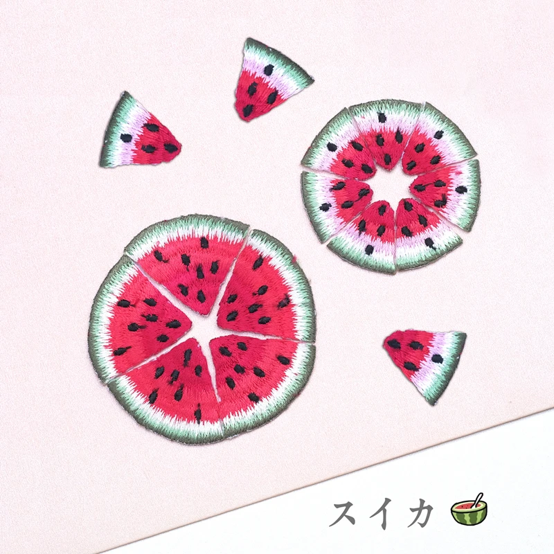 

1PC Small realistic watermelon Patch fabric Clothing Embroidery Iron On Applique Clothes Quality fruits sticker DIY Applique
