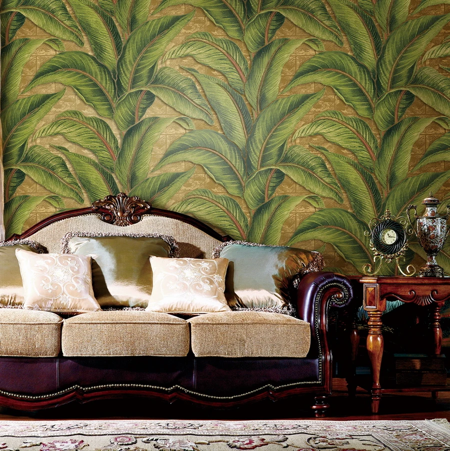 

Flocking Trees 3d Banana leaf Wallpaper Roll for Walls 3d Wall Paper Background Wallcovering 3d papel parede Home decor