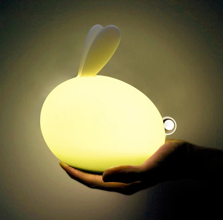 

Soft Silicone LED Night Lights Touch Multicolor USB Rechargeable Rabbit Nightlight LED Color Changing Lighting Gift For Children