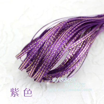 Микс 9 видов цветов(10 м/лот) 1/8 ''(3 мм) Золотой Край атласными лентами торговля одеждой швейные принадлежности cделай сам Головные уборы Материал - Цвет: Purple