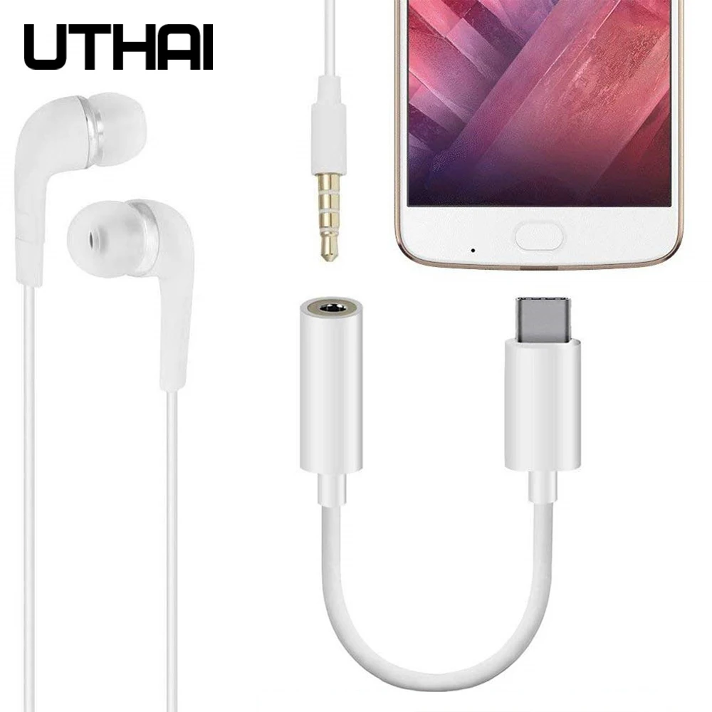 UTHAI J03 тип-c до 3,5 мм Кабель-адаптер наушники к USB C конвертер 3,5 аудио для huawei mate20 P30 pro Xiaomi Mi 6 8 9 SE аудио