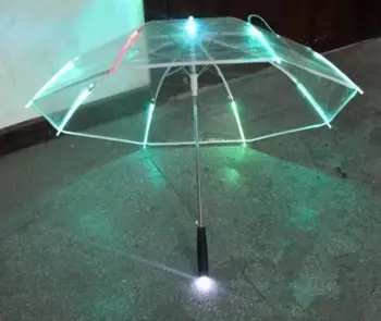 

New 8 Rib Light up Blade Runner Style Changing Color LED Umbrella with Flashlight Transparent Handle Straight Umbrella SN1118