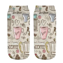 1 пар/упак. Красочные Любовь Кофе, забавные носки для девочек Повседневное с рисунком героев из мультфильма; Счастливые Носки «унисекс» с низким вырезом; рождественские носки