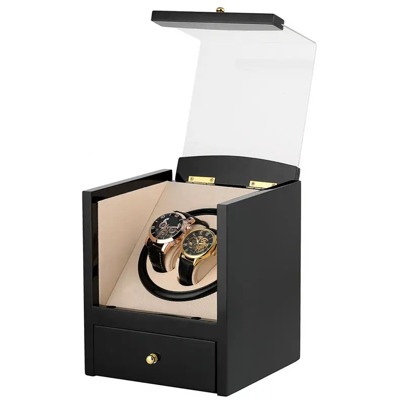 AU/EU/US/UK Watch Winder for Automatic Watch New Version Lacquer Wood Rotate Electric Watch Box 2 Slots Motor Shaker Luxury