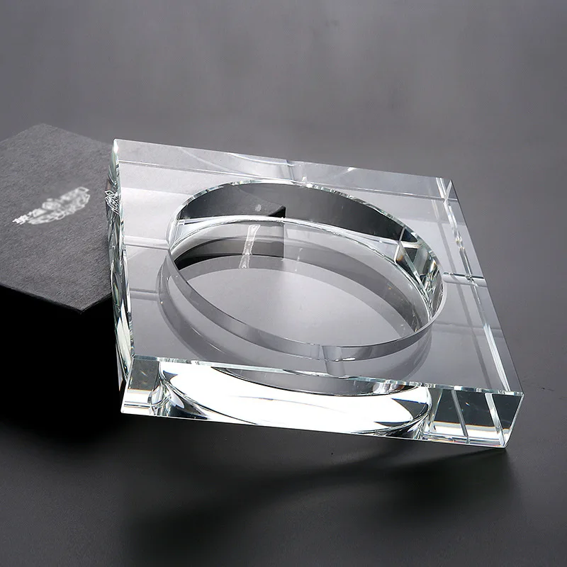 Luxury Crystal Glass Ashtray Elegant, Square Ashtray in 3 Sizes & 4