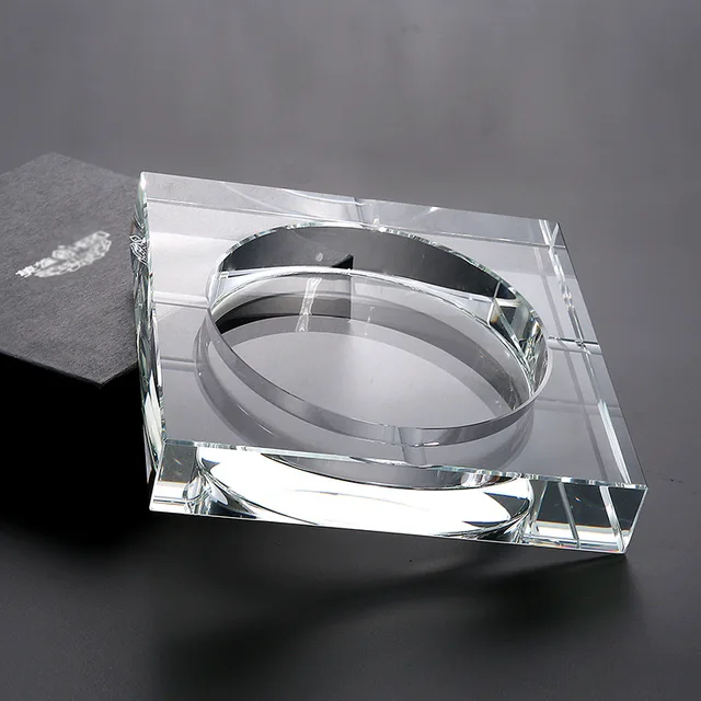 Luxury Crystal Glass Ashtray Elegant, Square Ashtray in 3 Sizes & 4 Colors Ashtray Shop